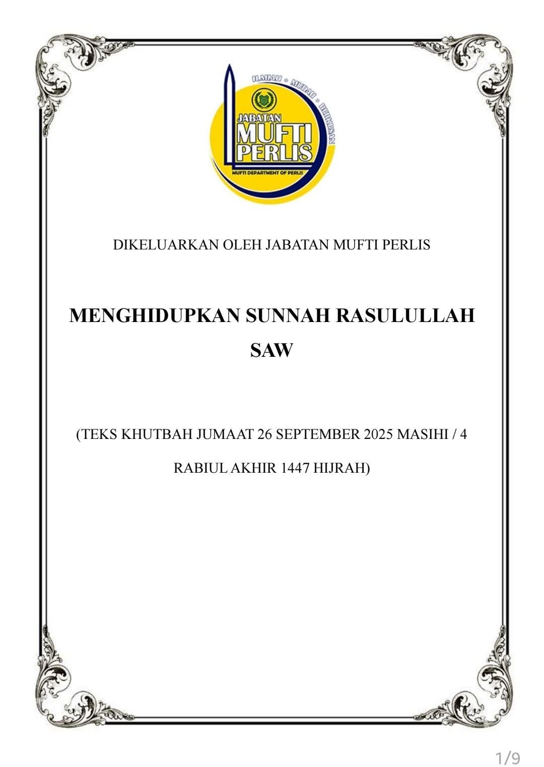 Menghidupkan Sunnah Rasulullah SAW